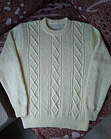 Вязаный мужской свитер кремового цвета, ручная работа