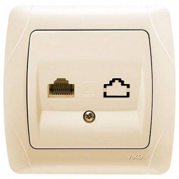 Розетка комп'ютерна 1-а RJ-45 кремова Viko Carmen 90562032