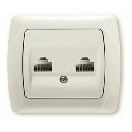 Розетка комп'ютерна 2-а RJ-45 кремова Viko Carmen 90562034