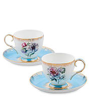 Фарфоровый чайный набор 4 предмета 2 чашки 200 мл. и 2 блюдца Цветок Неаполя 600961