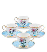 Чайный набор фарфоровый 8 предметов 4 чашки 200 мл. и 4 блюдца Цветок Неаполя 600962
