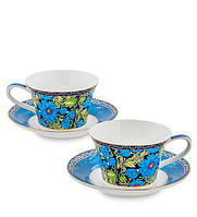 Фарфоровый чайный набор 4 предмета 2 чашки 250 мл. и 2 блюдца Цветочный джаз 600967