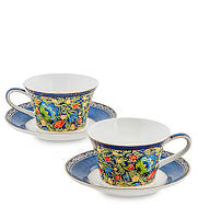 Чайный набор фарфоровый 4 предмета 2 чашки 250 мл. и 2 блюдца Цветочный джаз 600968