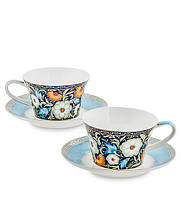 Фарфоровый чайный набор 4 предмета 2 чашки 250 мл. и 2 блюдца Цветочный джаз 600969