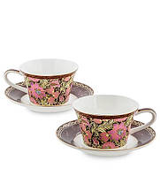 Чайный набор фарфоровый 4 предмета 2 чашки 250 мл. и 2 блюдца Цветочный джаз 600970