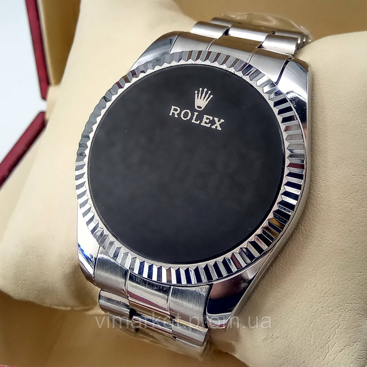 Сенсорний тач скрін наручний електронний годинник Rolex ролекс Touch Screen сріблястого кольору AAA якості