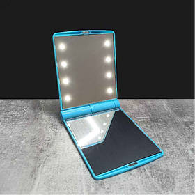 Кишенькове дзеркало складане з LED підсвіткою блакитне A-PLUS 822