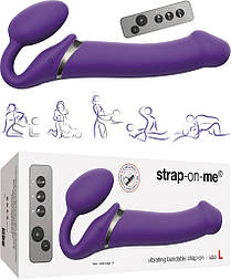 Безремний страпон із вібрацією Strap-On-Me Vibrating Violet L, діам. 3,7 см, пульт ДК, регульований 777Store.com.ua