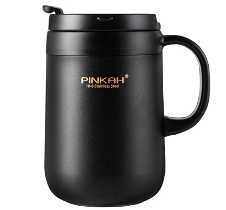 Термокружка з ручкою Pinkah PJ-3523-L 460 мл, чорна