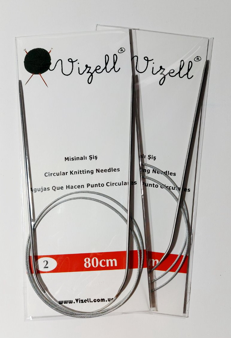 Спиці для в'язання кругові на тросі 80 см VIZELL № 2