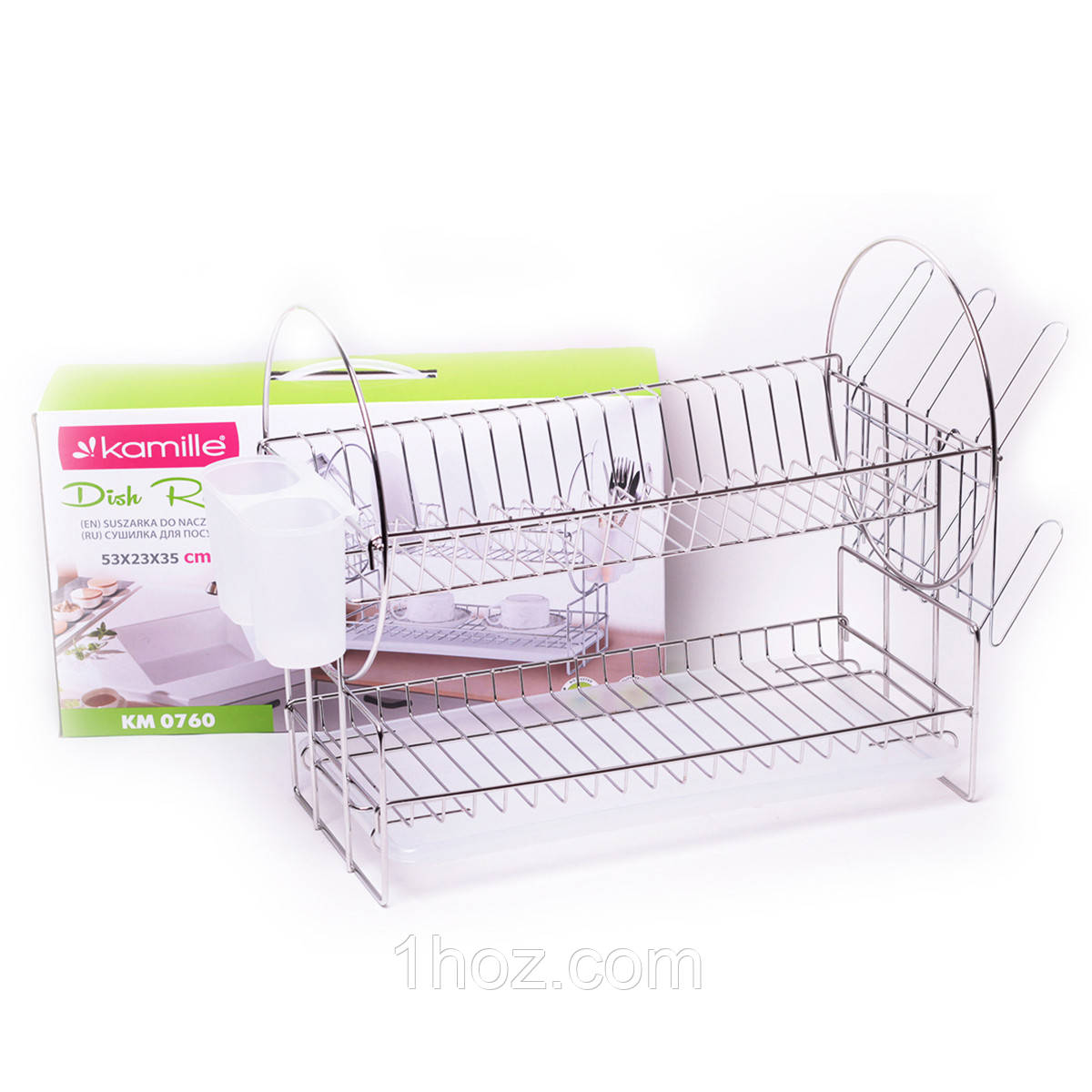 Сушарка для посуду Kamille двоярусна 53х23х35см KM-0760, фото 1