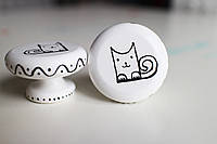Дизайнерська ручка для меблів в дитячу кімнату кіт котик кошеня меблева ручка кіт ручна робота ручний розпис