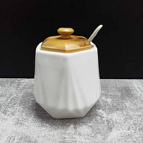 Цукорниця з ложкою та дерев'яною кришкою 330 мл PJ03346-1