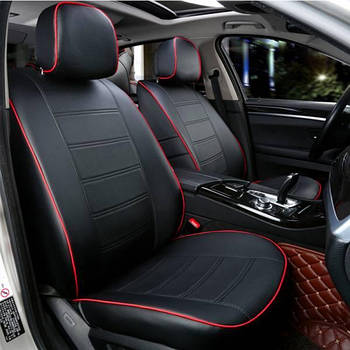 Чохли на сидіння Ауді А4 Б7 (Audi A4 B7 ) модельні екошкіра кант Чорний Червоний