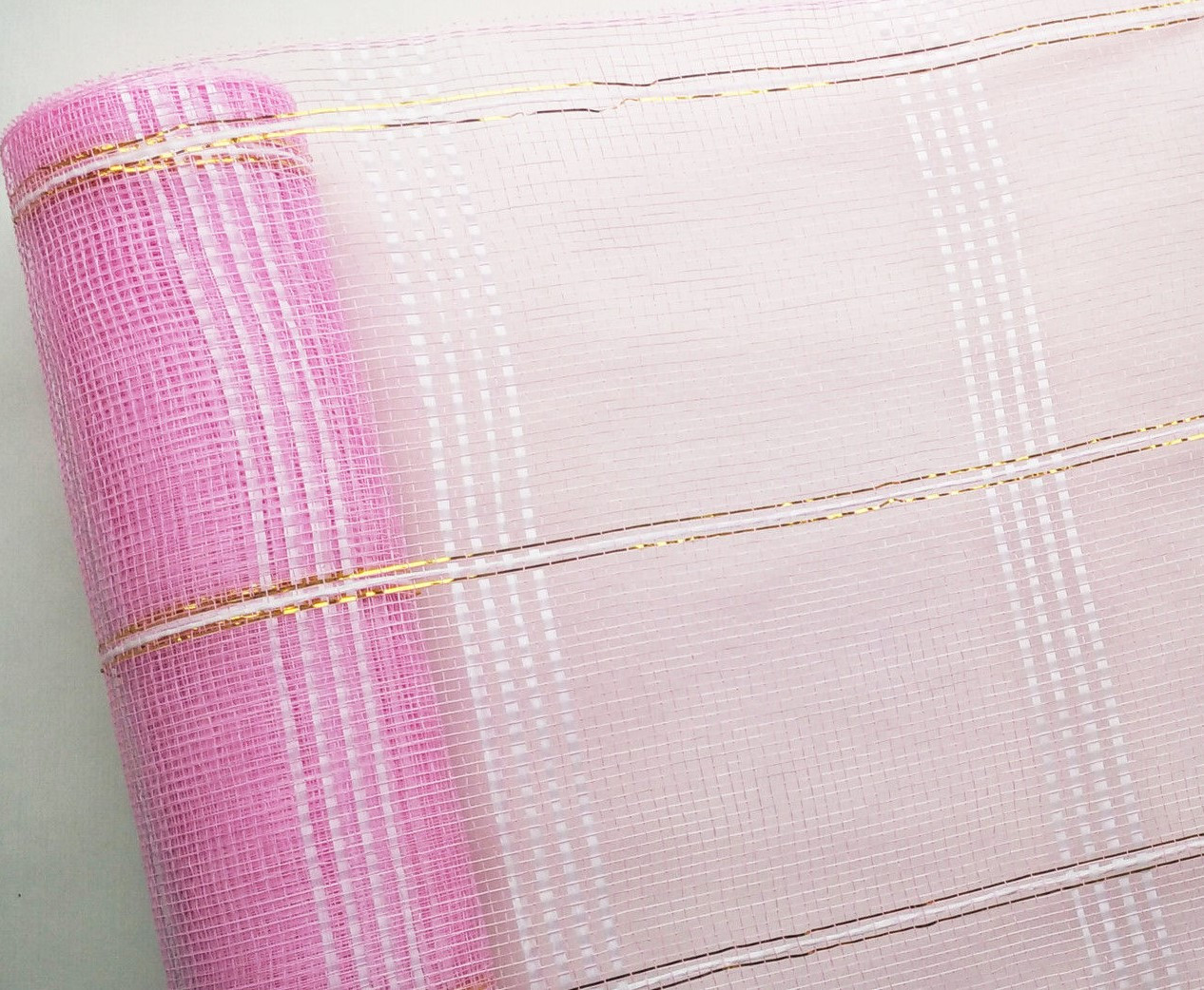 Сітка флорична Check mesh шотландка рожева, фото 1