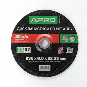 Диск зачисний для металу 230х6х22,22мм (5 шт. у пач) APRO 8290181