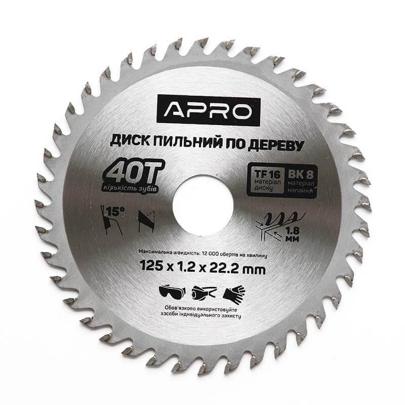 Диск пиляльний для дерева 125х22,2х40Т APRO 8301051