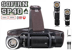 Налобний ліхтар SOFIRN SP40A TIR (1200Lm, Samsung LH351D, USB, IPX7, EDC, 5000k Нейтральний світ), Без батареї