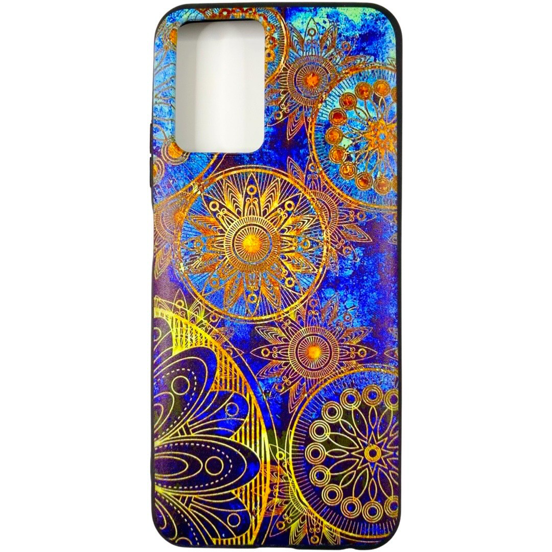 Чохол Print на ZTE Blade V30 Vita (на зті блейд на30 віта) Золоті візерунки на синьому