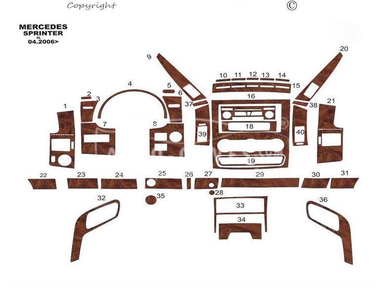 Декор на панель Mercedes Sprinter 2006-2013 большой компл 40 элем - цвет: под дерево - фото 3 - id-p22854192