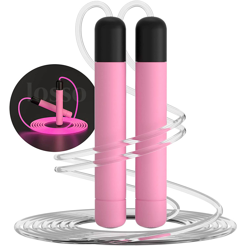 Світна скакалка світлодіодна для дітей спортивна з led-підсвічуванням неонова LOSSO "Неон" рожева
