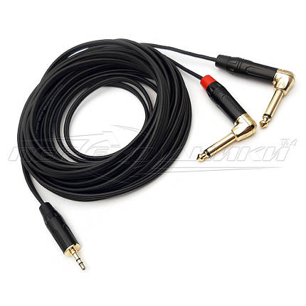 Аудіокабель 3.5 mm стерео to 2*6.3 mm моно jack у екрані (преміум'якість), фото 3