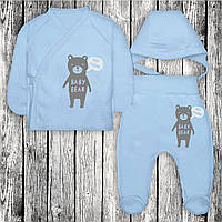 56 0-1 месяц зимний теплый комплект костюмчик на выписку для новорожденных с флисом начесом ФУТЕР 3915 ГЛБ