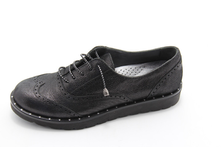 Туфлі жіночі оксфорди Aras Shoes 108-Simli-Siyah шкіряні на шнурівці 36