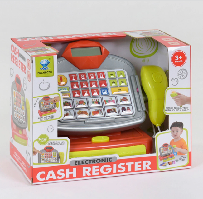 Касовий апарат 66078 світло, звук, сканер, аксесуари, на батарейках, фото 1