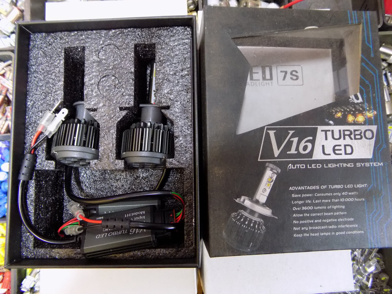 Світлодіодні лампи для автомобільних фар V16 (Turbo LED) Н1 30W 6000 K (виробництво LED, Китай)