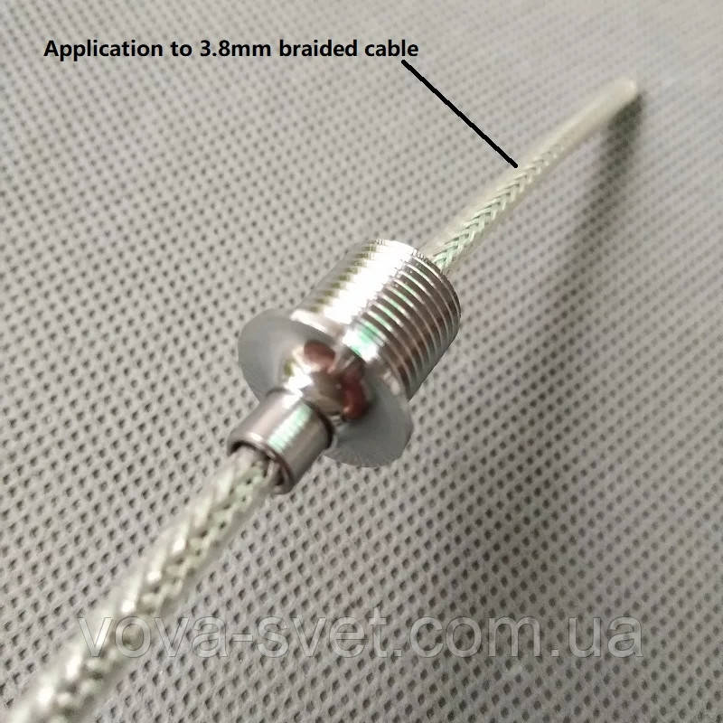 ФІКСАТОР ДЛЯ ПРОВОДУ-ТРОСА. діаметром до 3,5 мм ХРОМ/м12 гайка в комплекті.