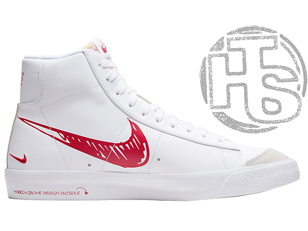 Чоловічі кросівки Nike Blazer Mid 77 Sketch White Red CW7580-100, фото 1