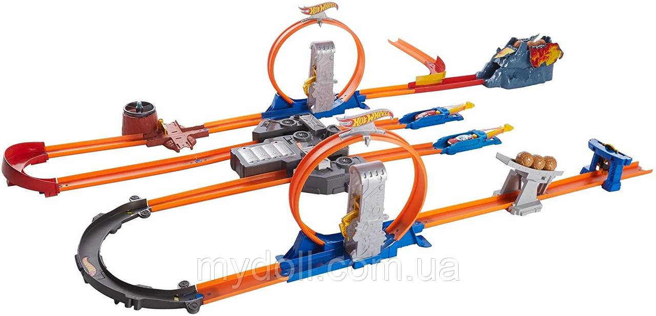 Трек Хот Вілс Подвійне Прискорення Hot Wheels Track Builder Total Turbo Takeover Track Set Mattel Оригінал BGX89