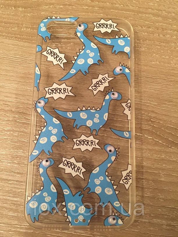 Силіконовий чохол "Динозаври" з бігаючими очима для Iphone 5/5S