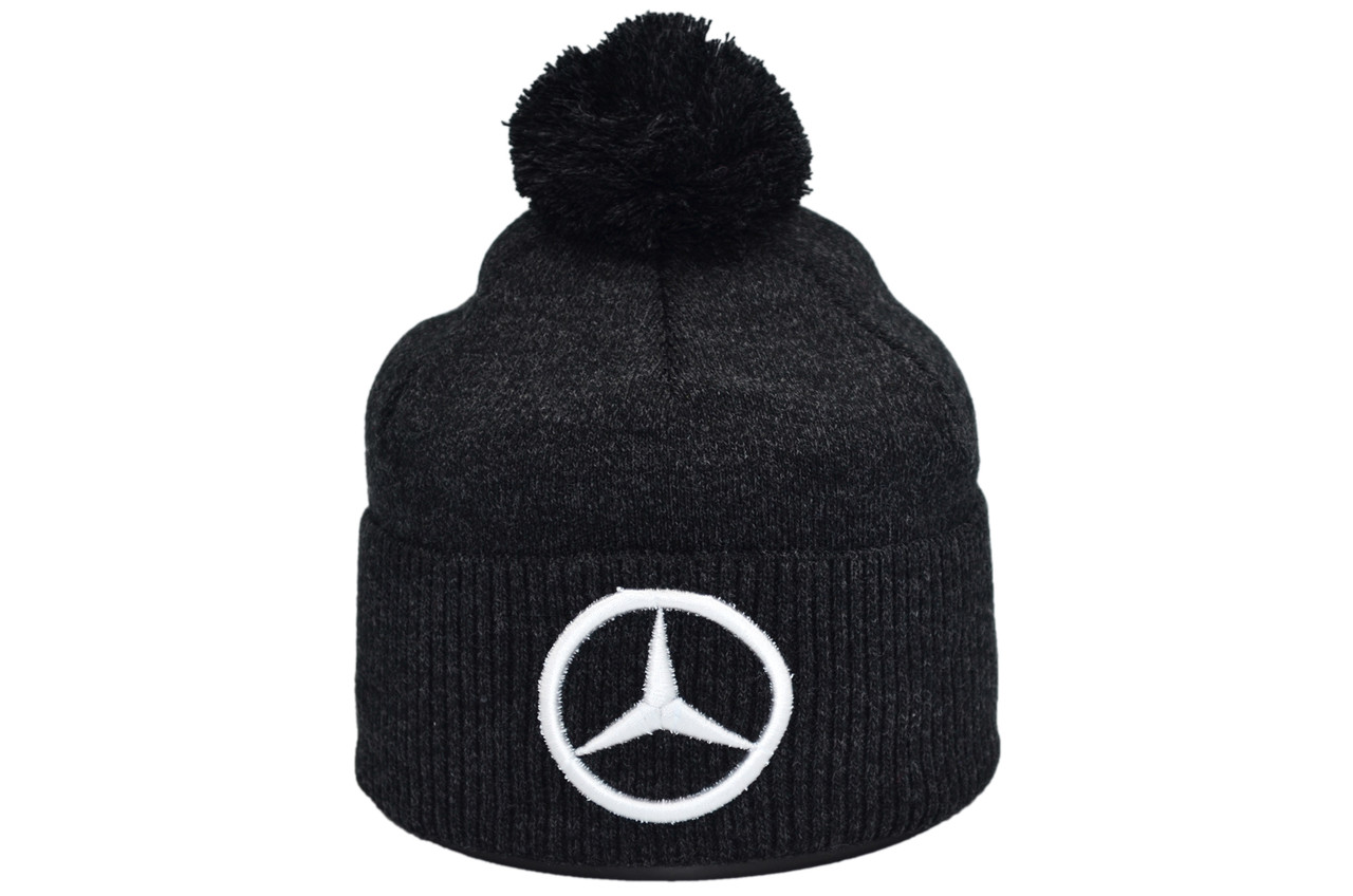 Шапка з помпоном Flexfit Mercedes 55-59 см темно-серый меланж (F-0918-611)