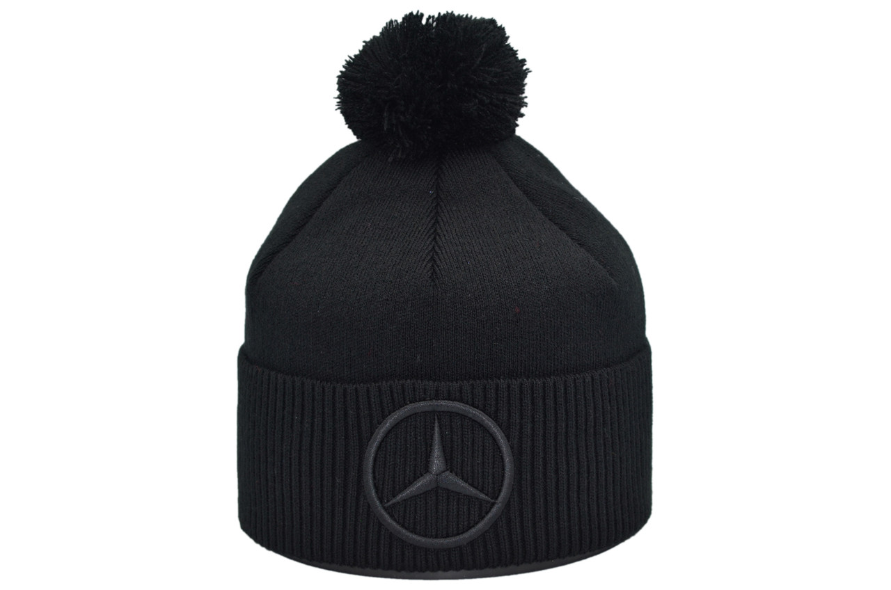 Шапка з помпоном Flexfit Mercedes 55-59 см чёрная (F-0918-613)