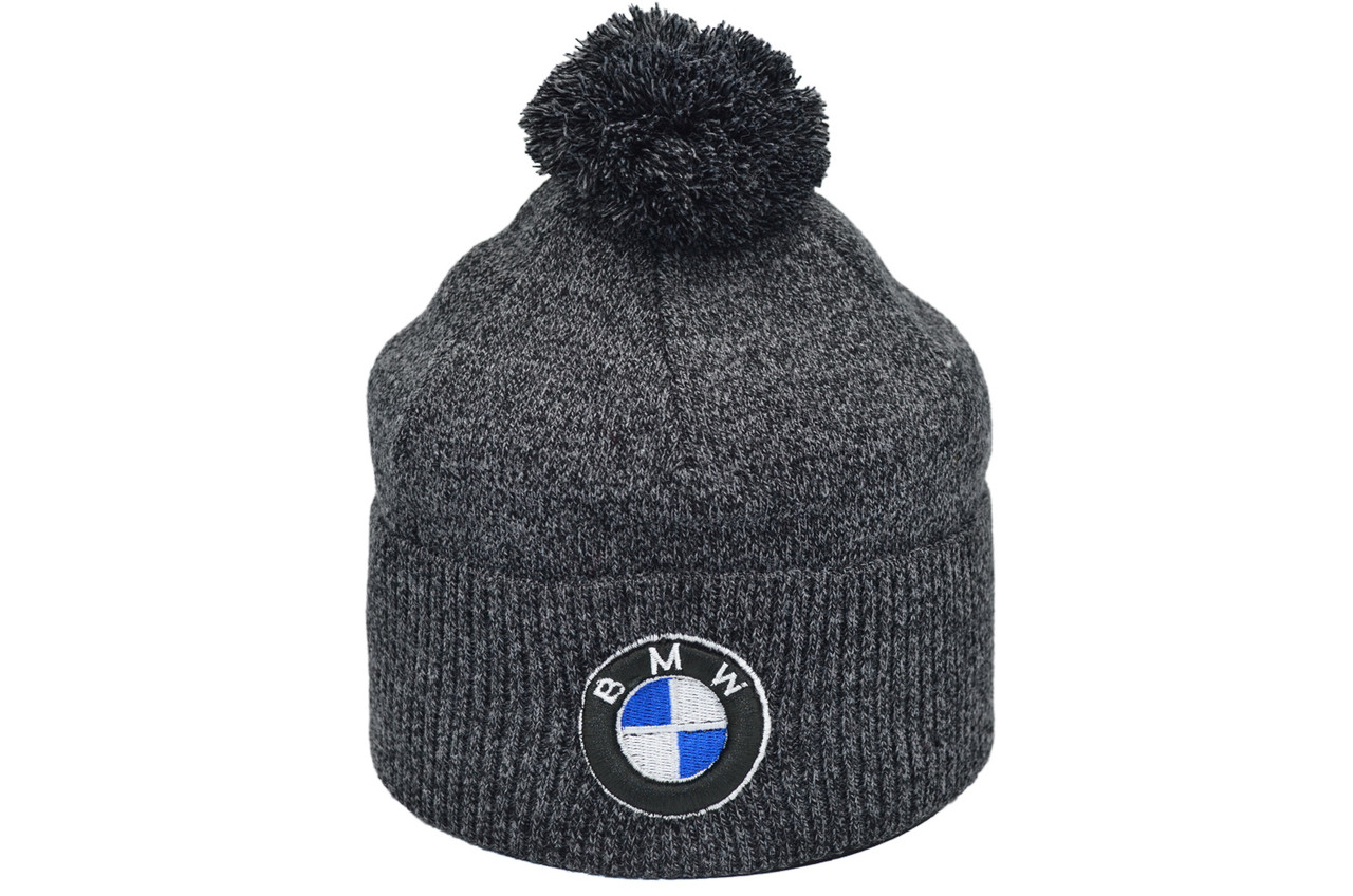 Шапка з помпоном Flexfit BMW 55-59 см серый меланж (F-0918-617)