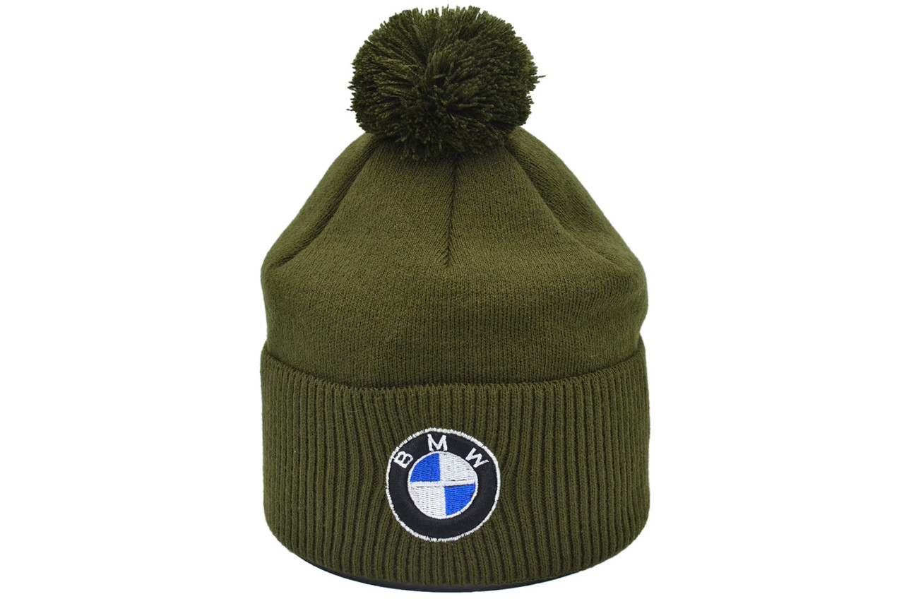 Шапка з помпоном Flexfit BMW 55-59 см оливка (F-0918-623)