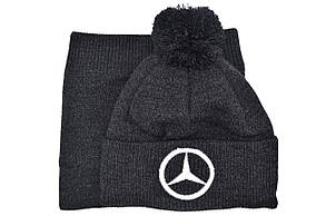 Комплект Flexfit шапка з помпоном і снуд Mercedes 55-59 см темно-сірий меланж (F-0918-634), фото 4