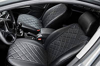 Чохли на сидіння Ford Focus 3 2011-2018 Ambiente/Trend, екошкіра, ромб, чорні Seintex 88591