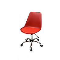 Красное офисное кресло эко-кожа, поворотное из цельнолитого пластика с мягким сиденьем Albert CH-Office