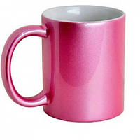 Чашка сублимационная Перламутровая "Розовая" 330мл, premium (Глиттер)