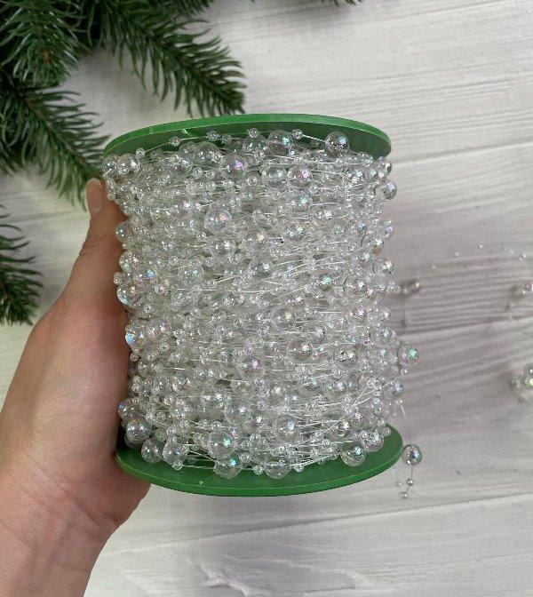 Намистини на волосіні " Круглі", хамелеон  58-60 метрів