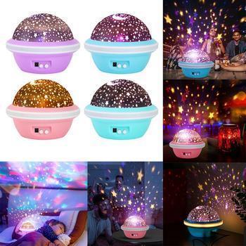 Обертовий нічник-проєктор зоряного неба у формі літальної тарілки Rotating Projection Lamp
