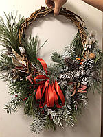 Новогодний венок М из натуральных материалов на двери CHRISTMAS wreath (Рождественский веночек на дверь)