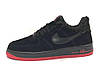 Зимові чоловічі кросівки Nike Air Force Winter Black Red замшові низькі Найк Аїр Форси чорні з хутром, фото 2