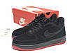 Зимові чоловічі кросівки Nike Air Force Winter Black Red замшові низькі Найк Аїр Форси чорні з хутром, фото 7