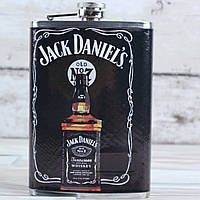 Подарочная фляга "Jack Daniel`s бутылка" карманная металлическая черная стильная (Настоящие фото)