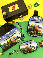 Подарочный бокс набор: сумка через плечо, пенал, сумка для сменки Майнкрафт
