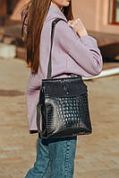 Чорний жіночий рюкзак із натуральної шкіри з тисненням Tiding Bag — 87115, фото 6